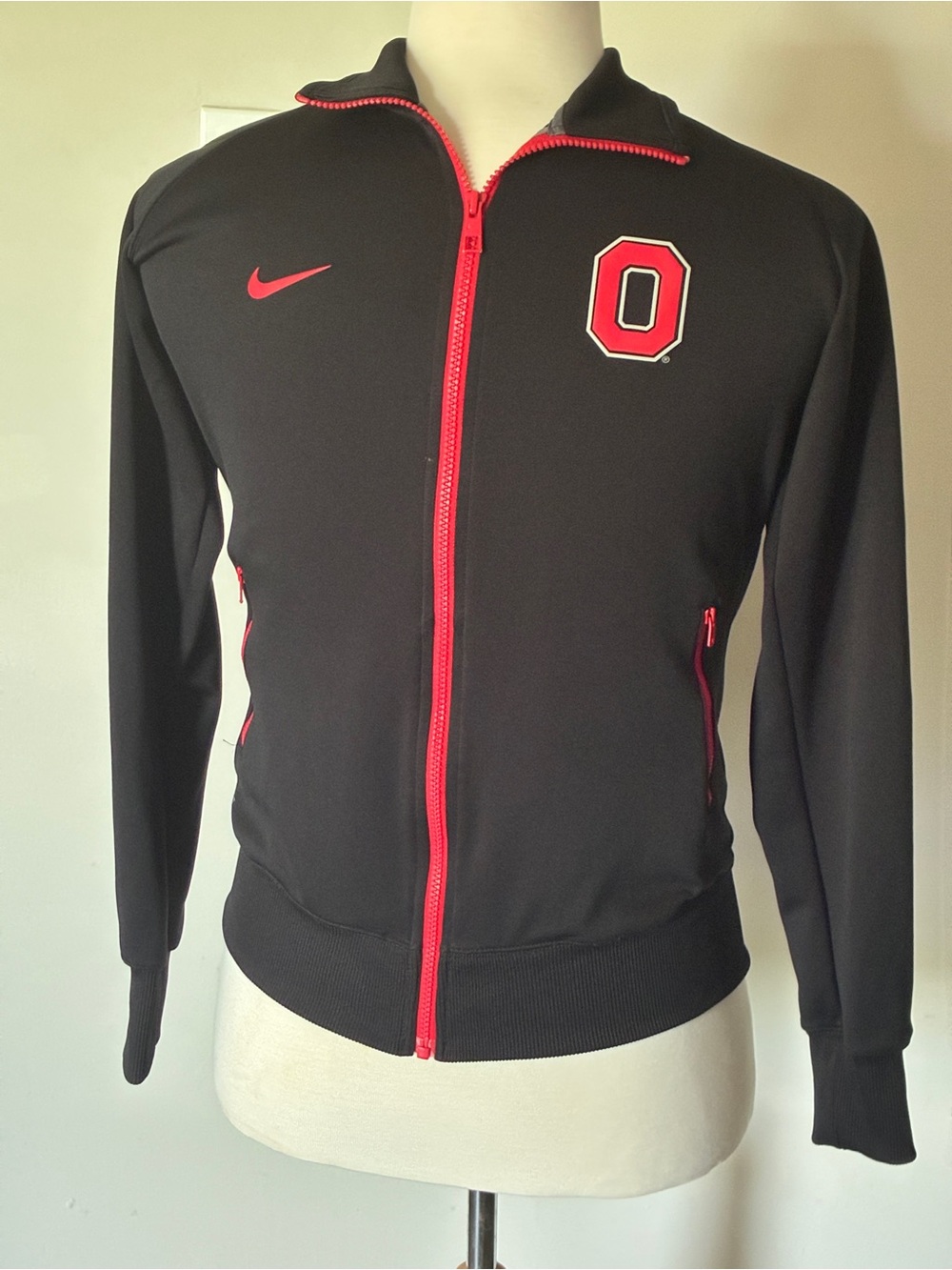 Nike Black & Red Full-Zip Kids size Large Track Jacket OH-IO  —O' Logo